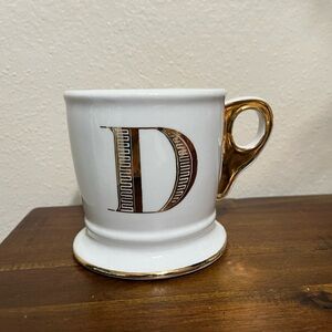 Anthropologie Gold Monogram ‘D’ Mug
